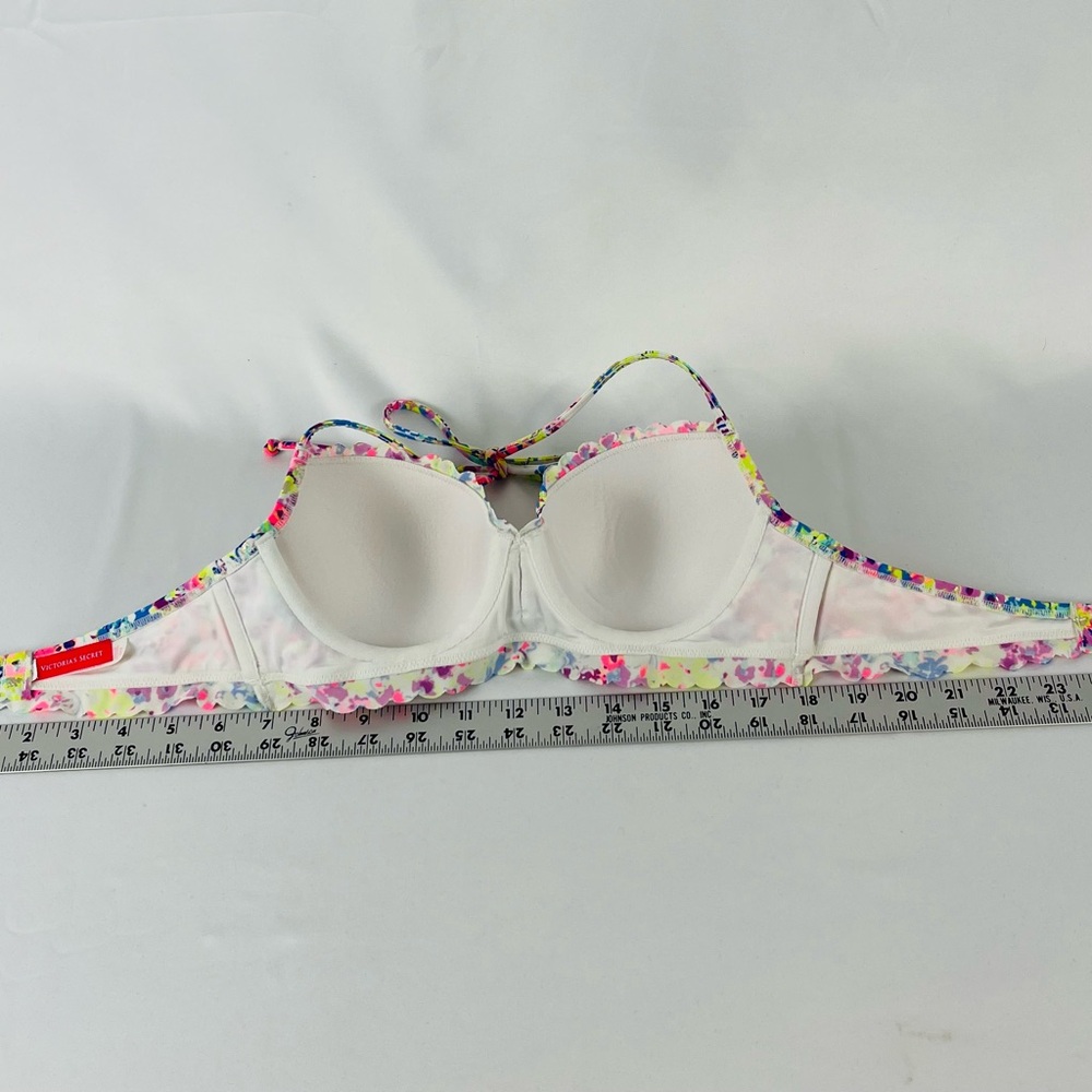 Victoria's Secret Fabulous Padded Ruffle Trim Scalloped Colorful Bikini Top 34B - Picture 5 of 13